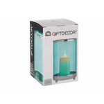 Kerzenschale Gift Decor Blau Silberfarben Silber Metall Glas 12,2 x 19,5 x 12,2 cm Zylinder