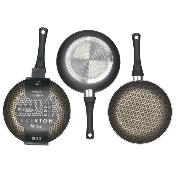 Antihaftbeschichtete Pfanne Kinvara Schwarz Aluminium Bakelit Induktion 22 cm