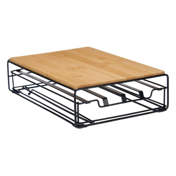 Organizer für Kaffeekapseln Kinvara W6358S-B NESPRESSO L W6358S-B NESPRESSO L Braun Schwarz natürlich Metall Bambus 21 x 57 x 8,