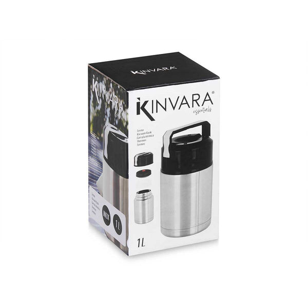 Thermoskanne für Lebensmittel Kinvara Acero Schwarz Metall Polypropylen 1 L 11,5 x 19,5 x 11,5 cm