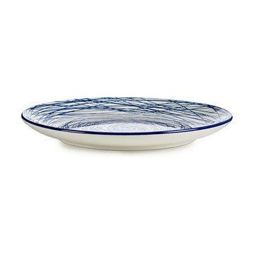 Flacher Teller Vessia Blau Weiß Porzellan Streifen 24 x 2,8 x 24 cm