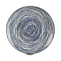 Flacher Teller Vessia Blau Weiß Porzellan Streifen 24 x 2,8 x 24 cm