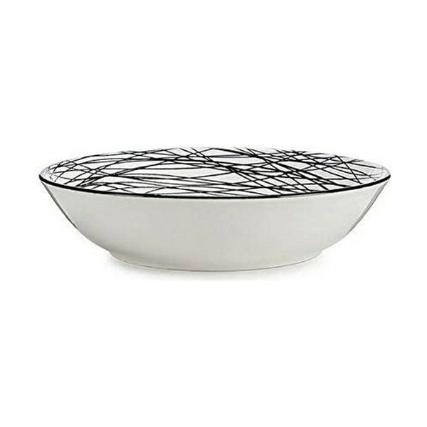 Suppenteller Vessia Weiß Schwarz Porzellan Streifen 20 x 4,7 x 20 cm