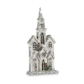 Deko-Figur Weihnachten Glitzernd LED Leicht Haus 25,5 x 56,5 x 9,5 cm Grau Holz Weiß