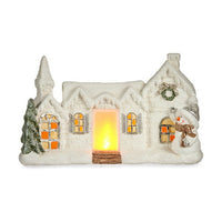 Deko-Figur Weihnachten LED Leicht Haus Weiß Polyesterharz 13 x 26,5 x 43 cm