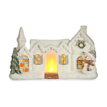 Deko-Figur Weihnachten LED Leicht Haus Weiß Polyesterharz 13 x 26,5 x 43 cm