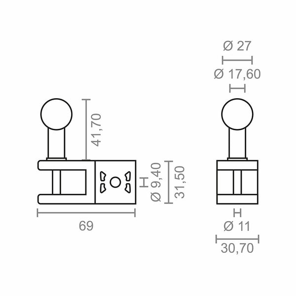 Halterung für Sonnensegel Micel TLD01 Weiß 6,9 x 3,07 x 7,32 cm Handlauf