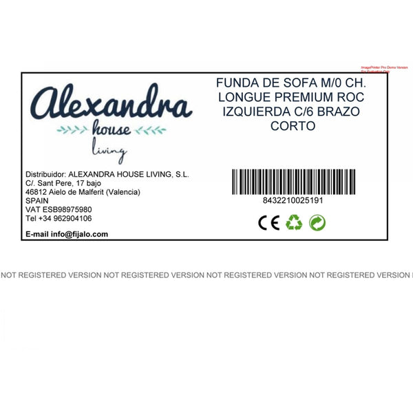 Bezug für Chaiselongue mit kurzem Arm links Eysa ROC Hellgrau 120 x 120 x 360 cm