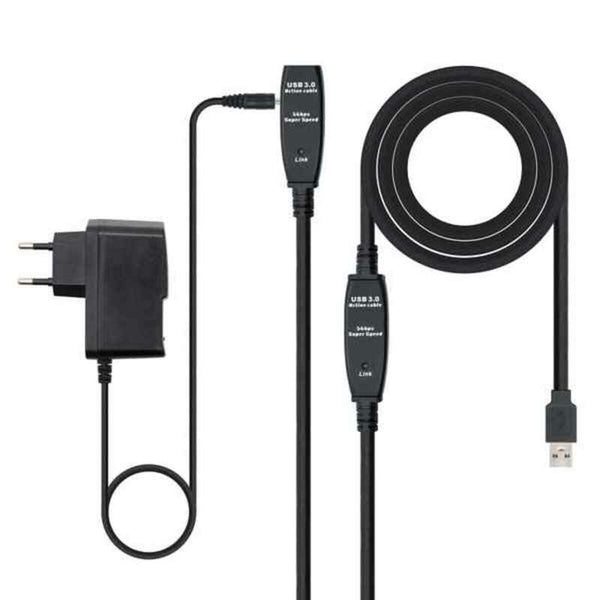 Verlängerungskabel mit USB TooQ 10.01.0313 Schwarz 15 m 5 Gbps