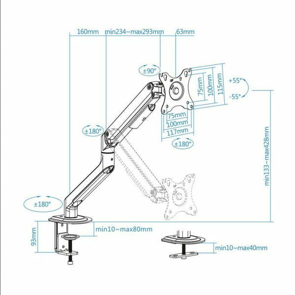 Bildschirm-Träger für den Tisch TooQ DB4032TNR-G 17"-32"