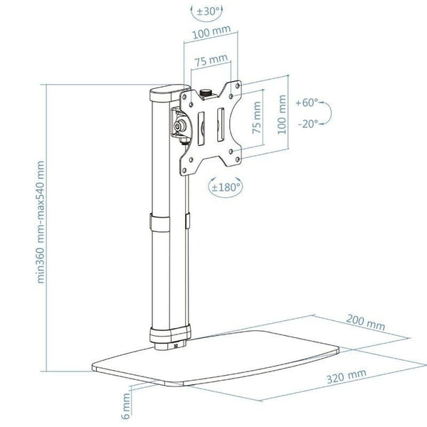 Bildschirm-Träger für den Tisch TooQ DB1127TN-W 17"-27"