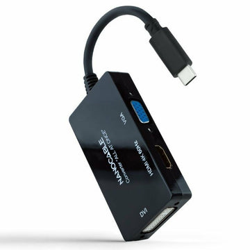 USB-C-zu-VGA/HDMI/DVI-Adapter NANOCABLE 10.16.4301-ALL 20 cm Schwarz
