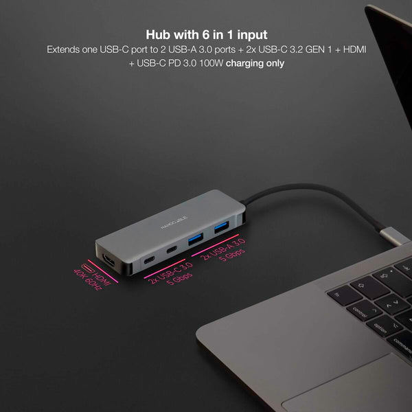 Hub USB NANOCABLE 10.16.1006 Grau (1 Stück)