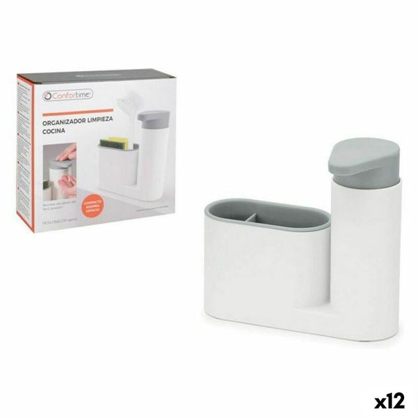 Seifenspender 2 in 1 für Spülbecken Confortime 18 x 6 x 16 cm Seifenschale Weiß (12 Stück)