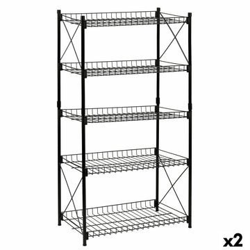 Regal Confortime Metall Schwarz 52 x 34 x 110 cm (2 Stück)