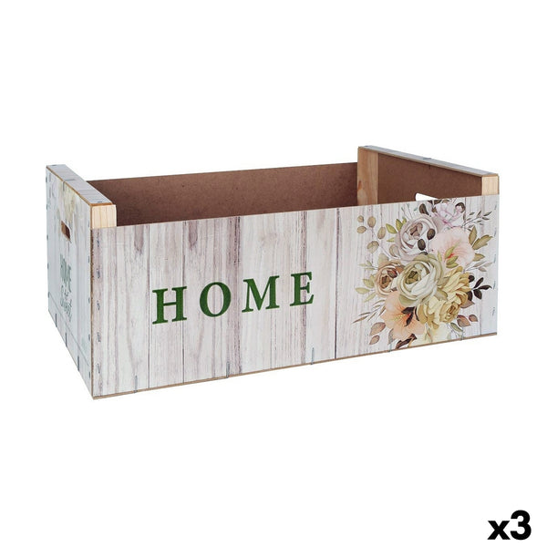 Aufbewahrungsbox Confortime Sweet Home Bunt Holz Blomster 58 x 39 x 21 cm (3 Stück)