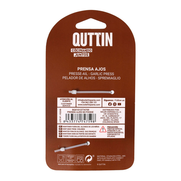 Knoblauchpresse Quttin Foodie 20,5 x 2,8, x 8 cm Edelstahl