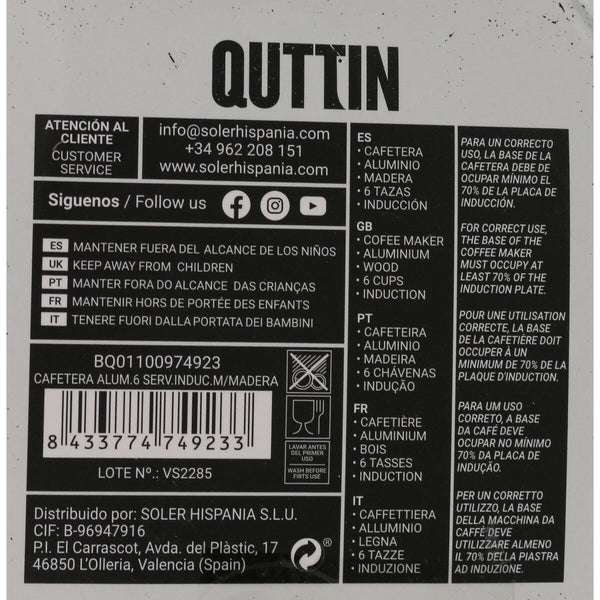 Italienische Kaffeemaschine Quttin Holz Aluminium 6 Tassen
