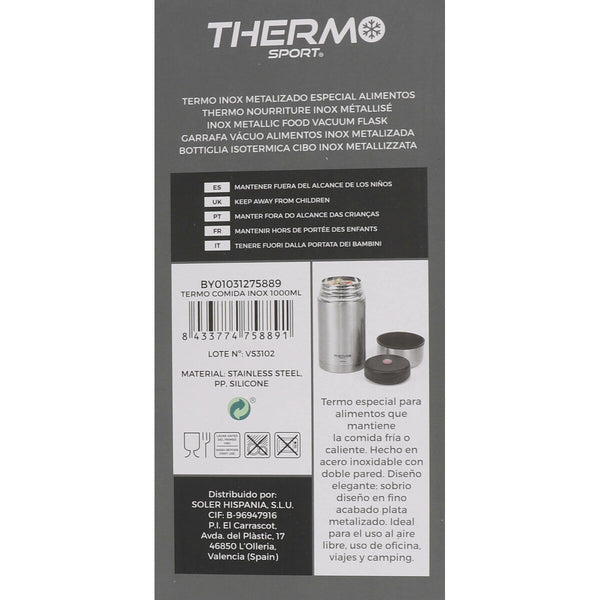 Thermoskanne für Lebensmittel ThermoSport Edelstahl 1 L