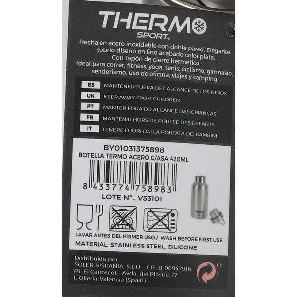 Thermosflasche ThermoSport Stahl 420 ml Mit Griff