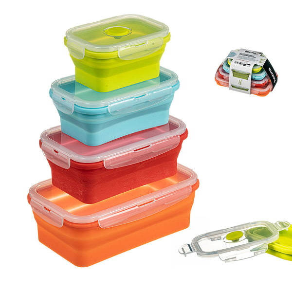 Lunchbox-Set Kozina Assortierte Farben Silikon Kunststoff 350 ml 800 ml 1,2 L 540 ml (4 Stück)