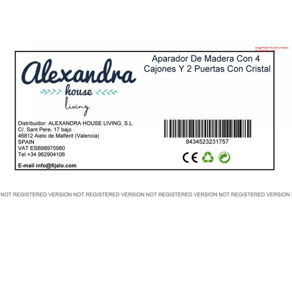 Anrichte Alexandra House Living Grau Glas Tannenholz 37 x 84 x 110 cm