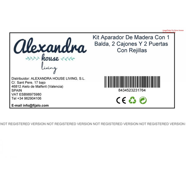 Anrichte Alexandra House Living Grau Glas Tannenholz 37 x 91 x 121 cm