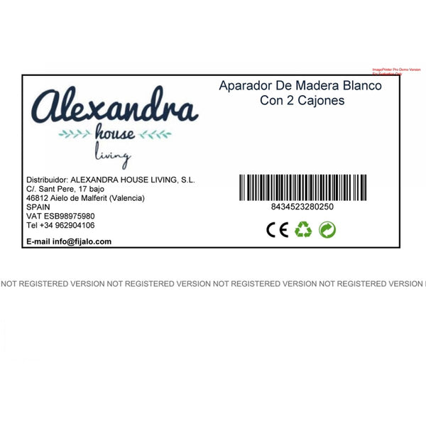 Anrichte Alexandra House Living Weiß Schnur Holz MDF 86 x 38 x 88 cm