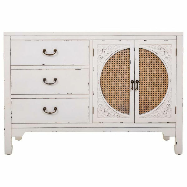 Anrichte Alexandra House Living Weiß Rattan Tannenholz 36 x 73 x 106 cm