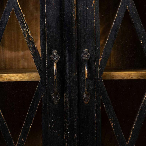 Anrichte Alexandra House Living Schwarz Glas Mango-Holz 40 x 100 x 170 cm