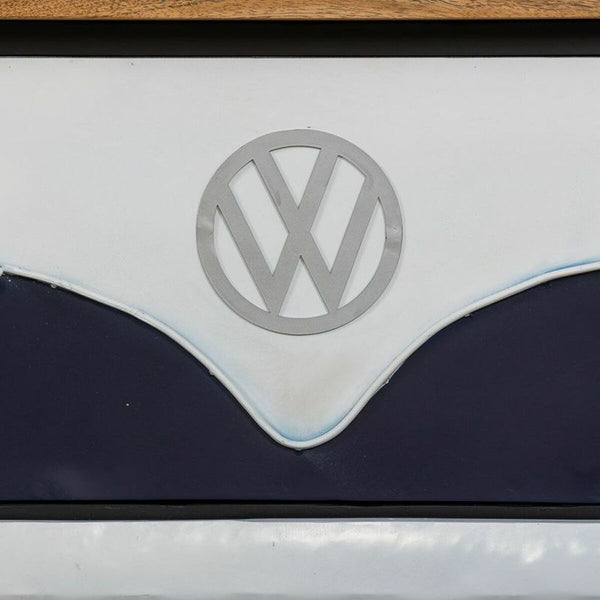 Anrichte Alexandra House Living Weiß natürlich Marineblau Metall Mango-Holz 50 x 50 x 183 cm