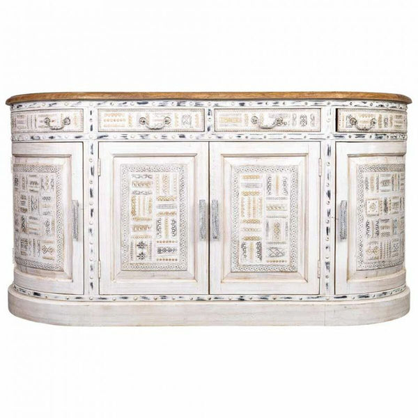 Anrichte Alexandra House Living Weiß Braun Messing Mango-Holz 45 x 177 x 91 cm