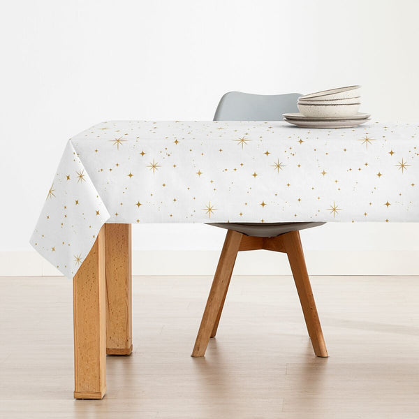 Fleckenabweisende geharzte Tischdecke Belum Christmas Weiß Gold 250 x 150 cm