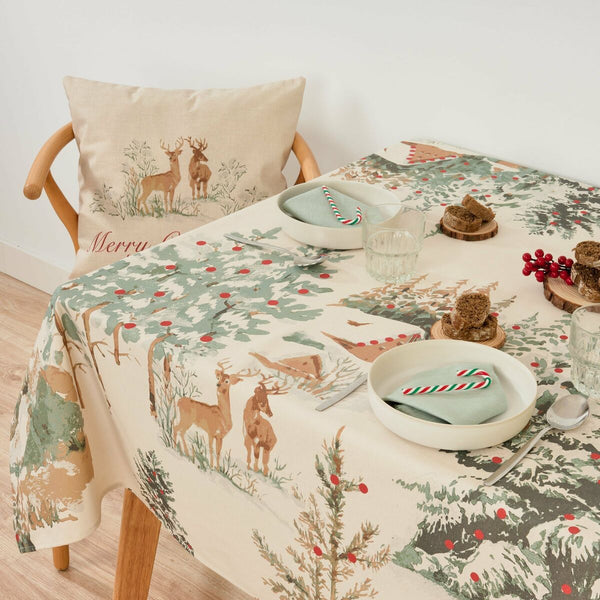 Fleckenabweisende Tischdecke Belum Christmas Deer Bunt