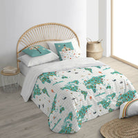 Bettdeckenbezug Kids&Cotton Mapamundi Bunt King size 200 x 200 cm Weltkarte