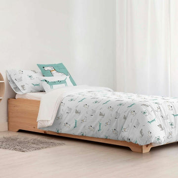 Bettdeckenbezug Kids&Cotton Huali Small Blau Weiß 180 x 220 cm