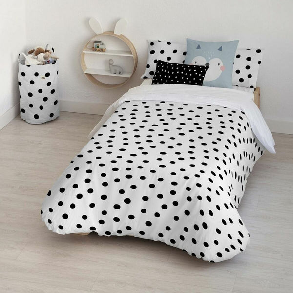 Bettdeckenbezug Kids&Cotton Kibo Weiß Schwarz 180 x 220 cm
