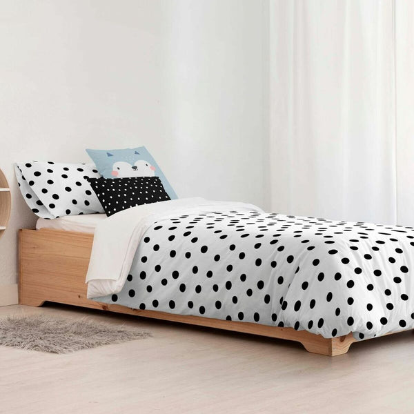 Bettdeckenbezug Kids&Cotton Kibo Weiß Schwarz 180 x 220 cm