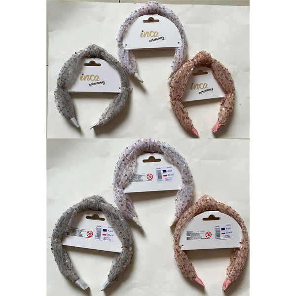 Stirnband Inca Pailletten Schleife Rosa