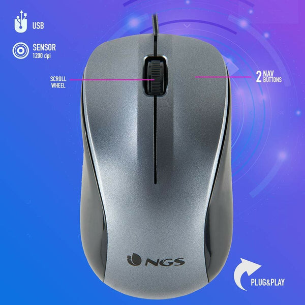 Optische Maus NGS NGS-MOUSE-1091 Grau 1200 DPI