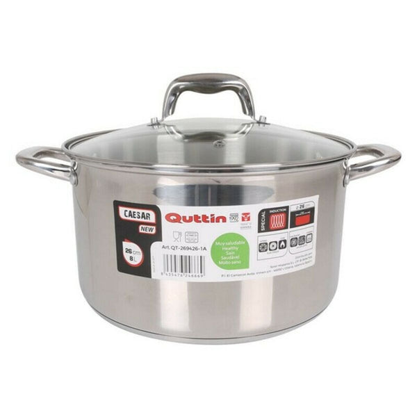 Topf mit Glasabdeckung Quttin Stahl