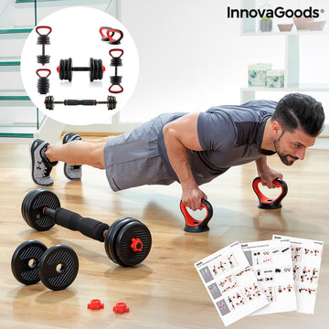 6 in 1 Verstellbarer Hantelsatz mit Trainingsanleitung Sixfit InnovaGoods DUMBBELLS Eisen (Restauriert B)