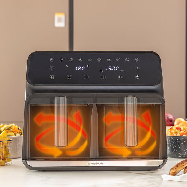 Heißluftfritteuse InnovaGoods Fryinn Double 8000 Schwarz 3400 W 8 L Edelstahl