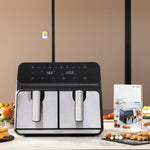 Heißluftfritteuse InnovaGoods Fryinn Double 8000 Schwarz 3400 W 8 L Edelstahl