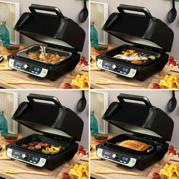Heißluftfritteuse mit Grill, Zubehör und Rezeptbuch InnovaGoods 3400 W Schwarz 6 L (Restauriert A)