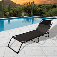 Marbueno Klappbarer Stahl Liegestuhl Mit Kissen Garten und Pool 190X58X27 cm Schwarz 10004