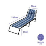Marbueno Faltbare Liege Stahl mit Kissen Garten und Pool 190X58X27 cm Blaue Streifen 10171