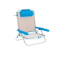 Marbueno Klappstuhl 5 Positionen Aluminium mit Kissen Beige/Blau Strand und Pool 61X68X82 cm 10172