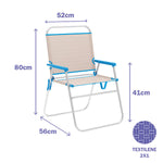 Marbueno Klappstuhl Aluminium Beige/Blau Strand und Pool 56X52X80 cm 10173