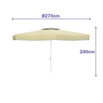 Marbueno Alu-Sonnenschirm 8 Streben D270 cm Polyester Weiß Garten, Pool und Terrasse 10182